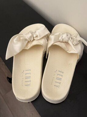 Puma Women's Cream and White Slides